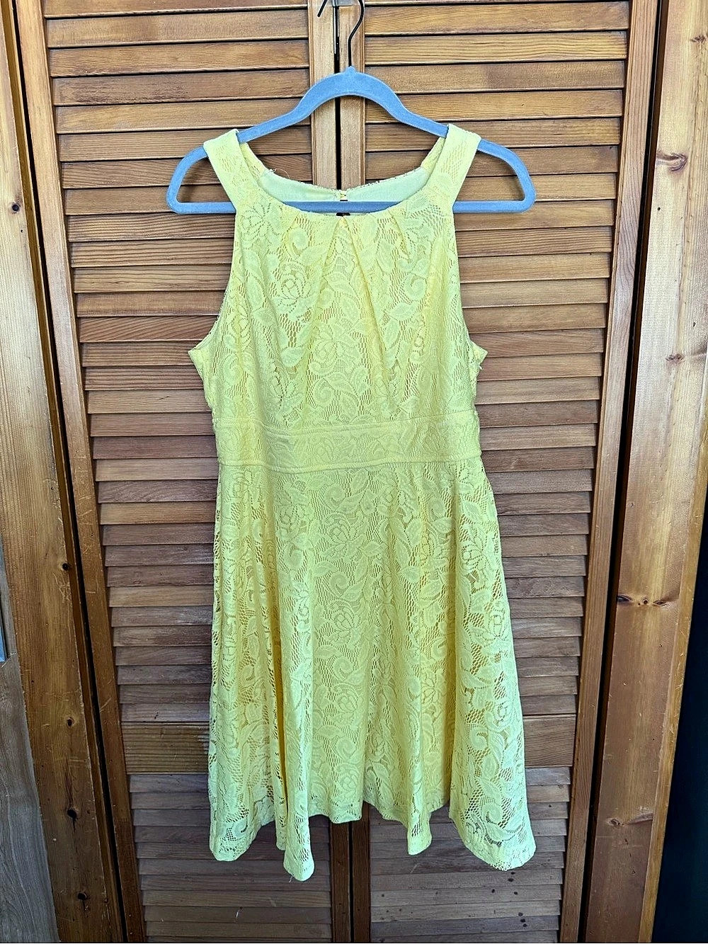 Dressbarn Lace Midi Dress Yellow Size 12P Like New